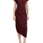 Proenza Schouler Ren Dress In Printed Dot Stretch Vicose - Vermillion