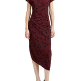 Proenza Schouler Ren Dress In Printed Dot Stretch Vicose - Vermillion