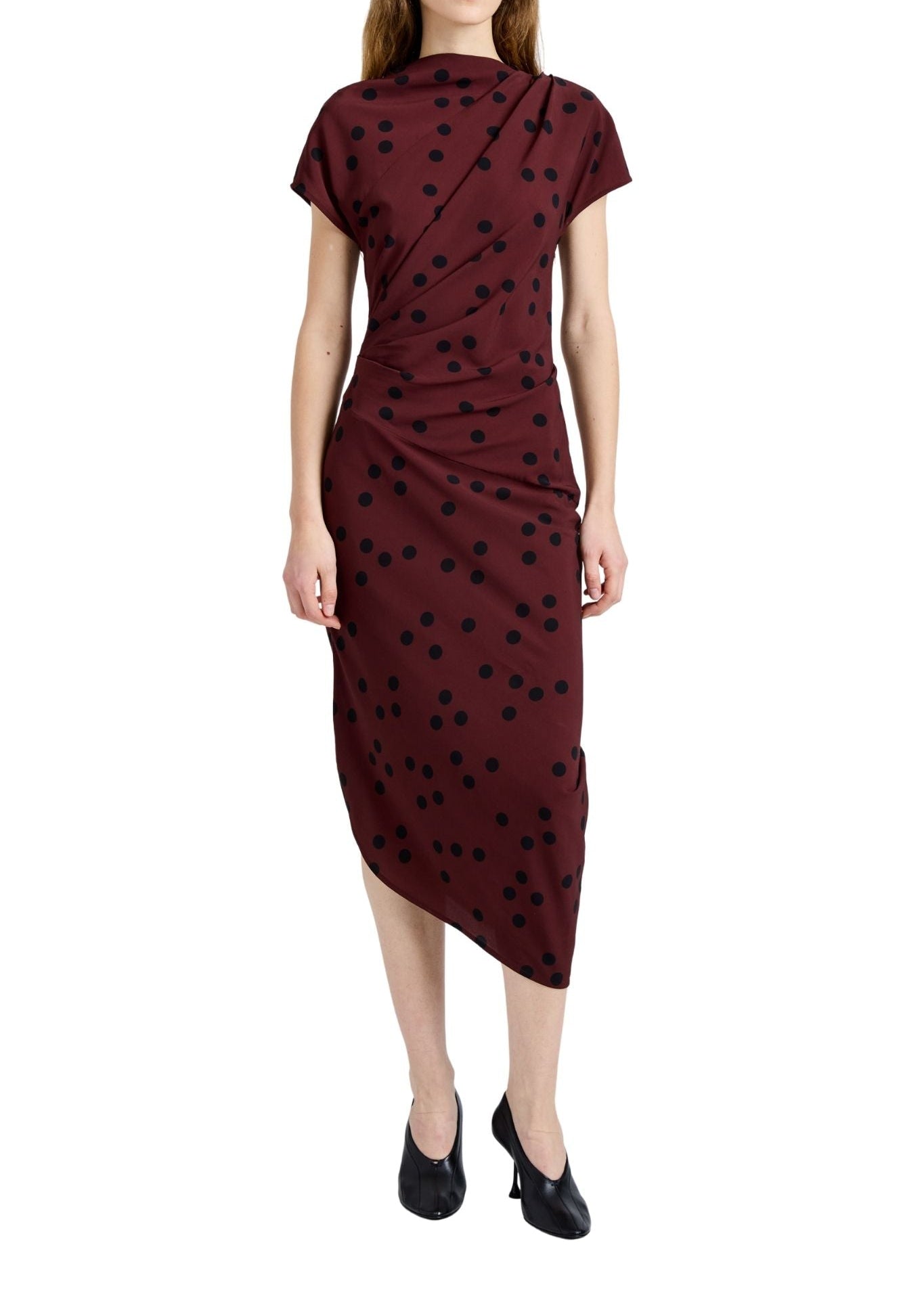Proenza Schouler Ren Dress In Printed Dot Stretch Vicose - Vermillion