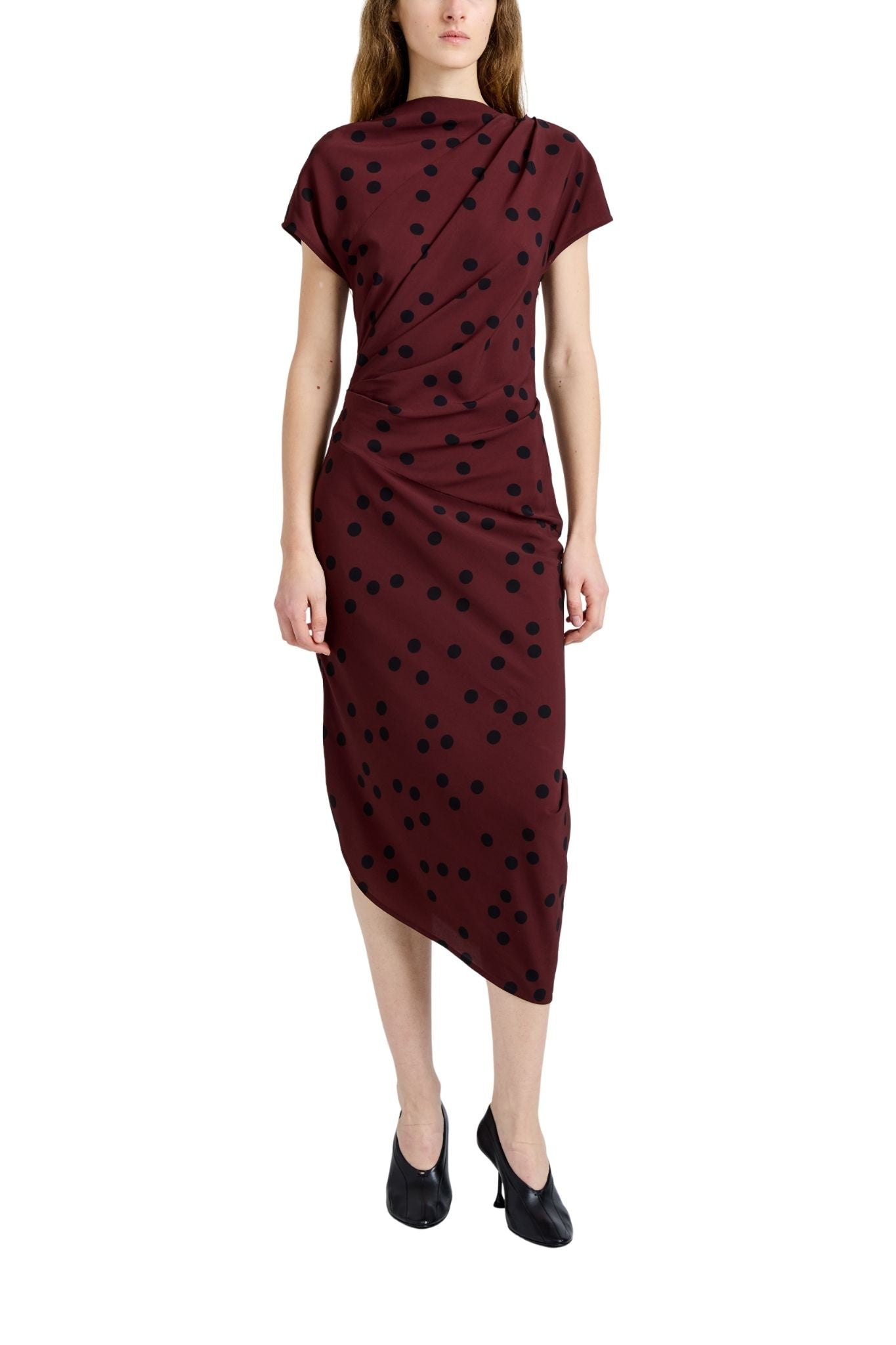 Proenza Schouler Ren Dress In Printed Dot Stretch Vicose - Vermillion