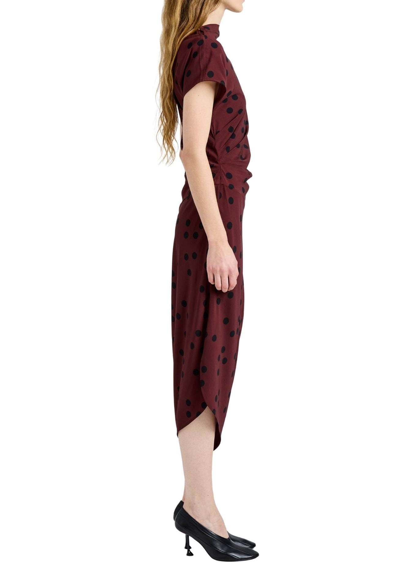 Proenza Schouler Ren Dress In Printed Dot Stretch Vicose - Vermillion