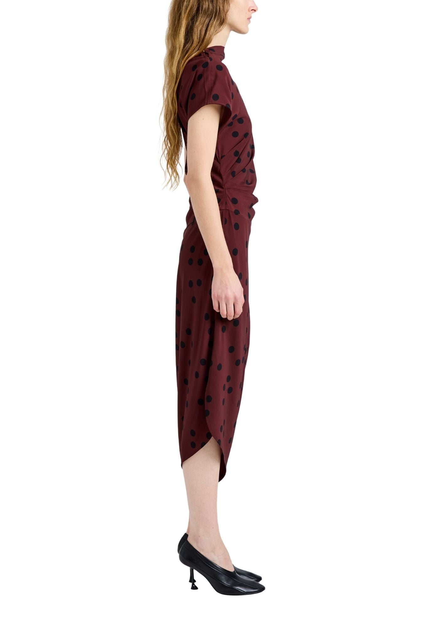 Proenza Schouler Ren Dress In Printed Dot Stretch Vicose - Vermillion