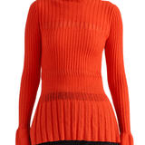 Proenza Schouler Rosario Top in Textured Merino Wool - Vermillion
