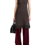 Proenza Schouler Saski Dress In Cotton In Textured Fringe Intarsia - Vermillion