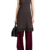 Proenza Schouler Saski Dress In Cotton In Textured Fringe Intarsia - Vermillion