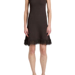Proenza Schouler Saski Dress In Cotton In Textured Fringe Intarsia - Vermillion