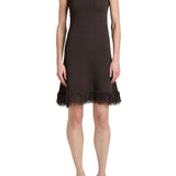 Proenza Schouler Saski Dress In Cotton In Textured Fringe Intarsia - Vermillion