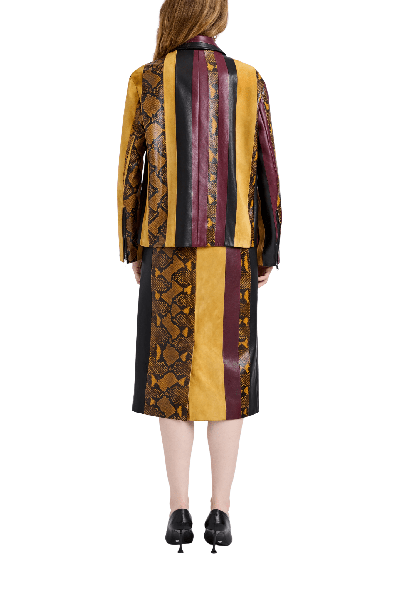 Proenza Schouler Sirine Skirt In Pieced Leather - Vermillion