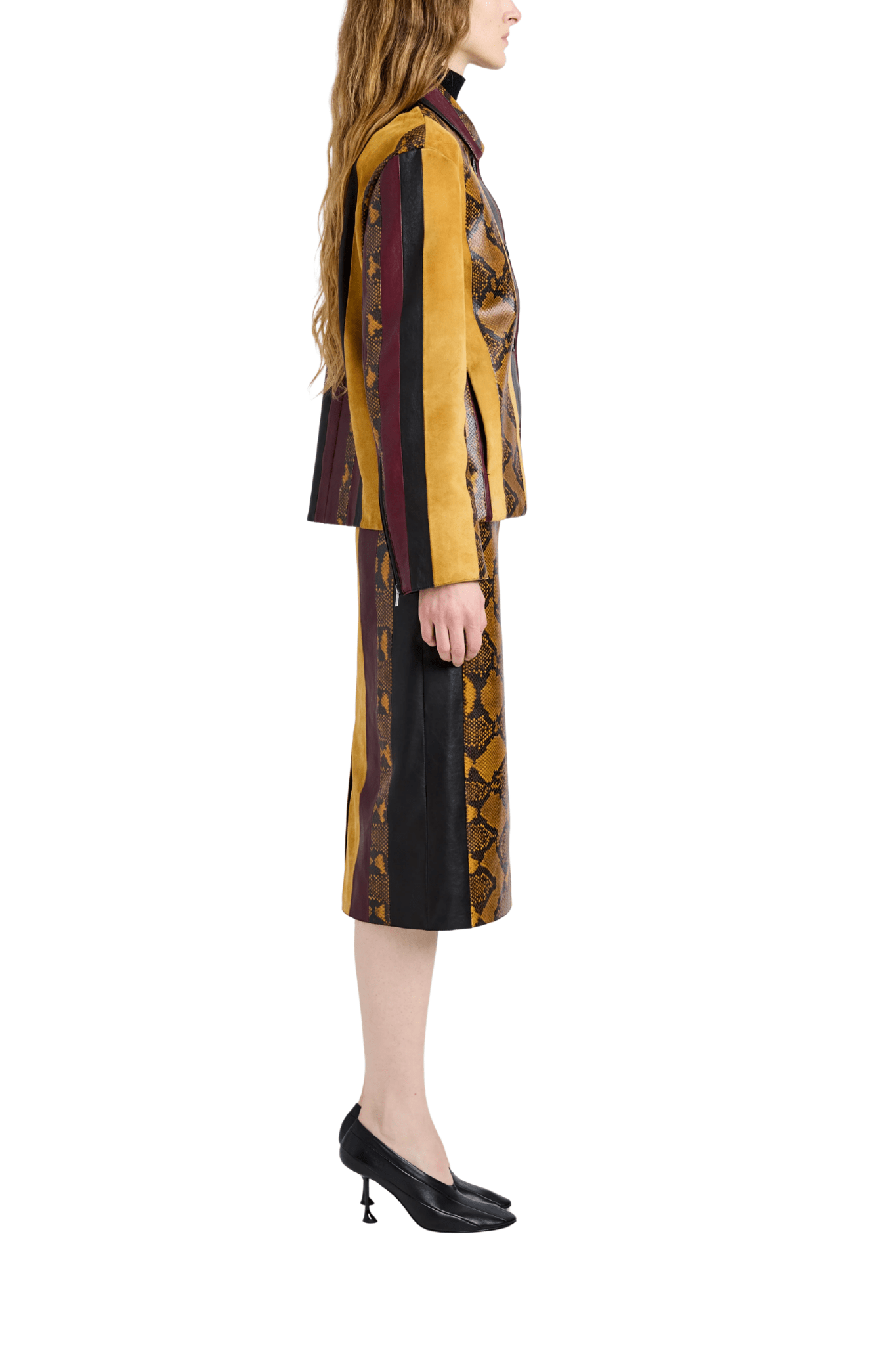 Proenza Schouler Sirine Skirt In Pieced Leather - Vermillion
