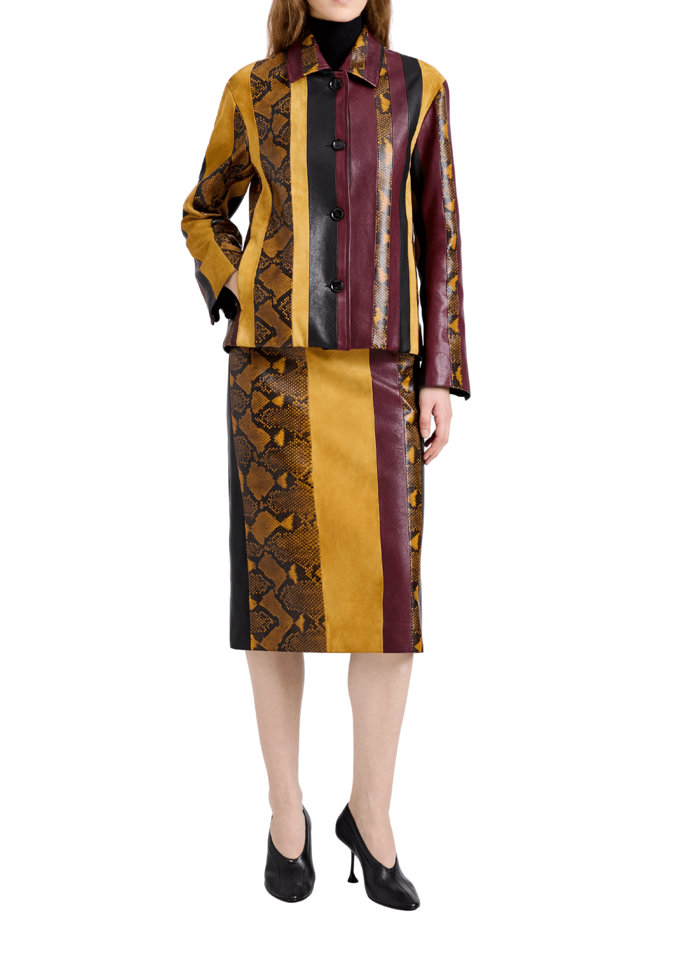 Proenza Schouler Sirine Skirt In Pieced Leather - Vermillion