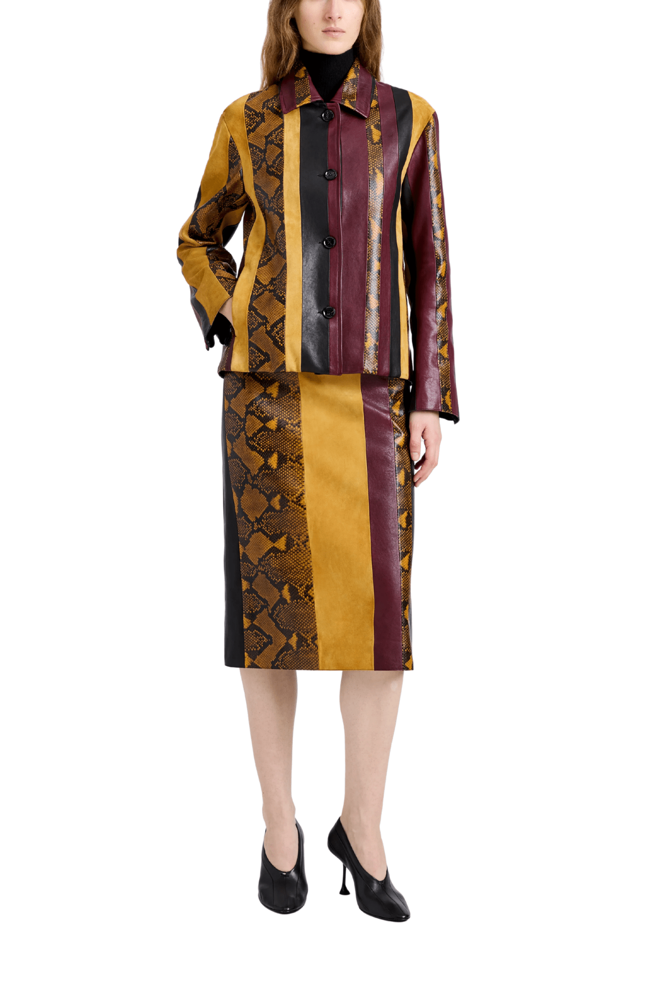 Proenza Schouler Sirine Skirt In Pieced Leather - Vermillion