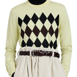 Proenza Schouler Vivian Top In Argyle Knit - Vermillion