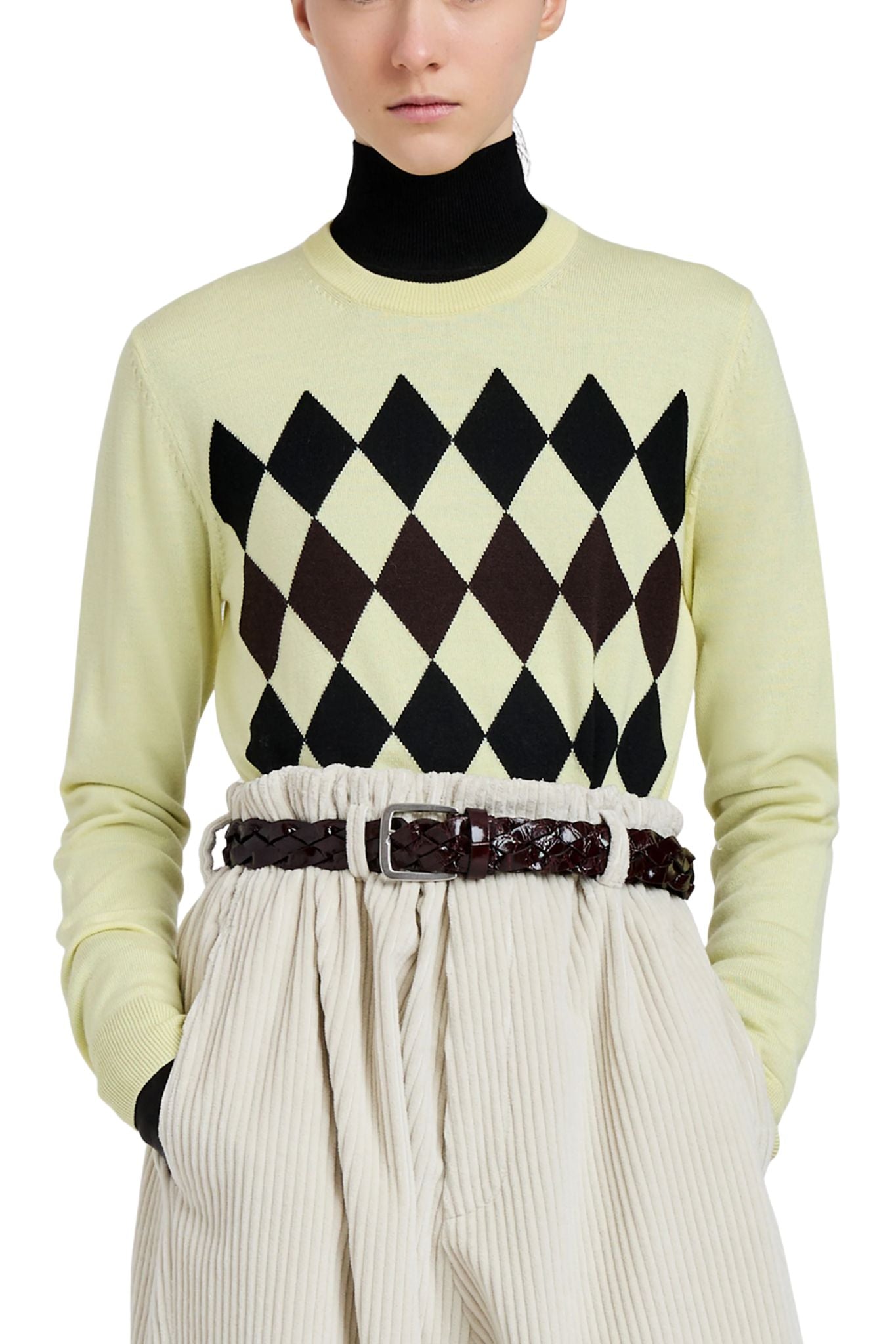 Proenza Schouler Vivian Top In Argyle Knit - Vermillion