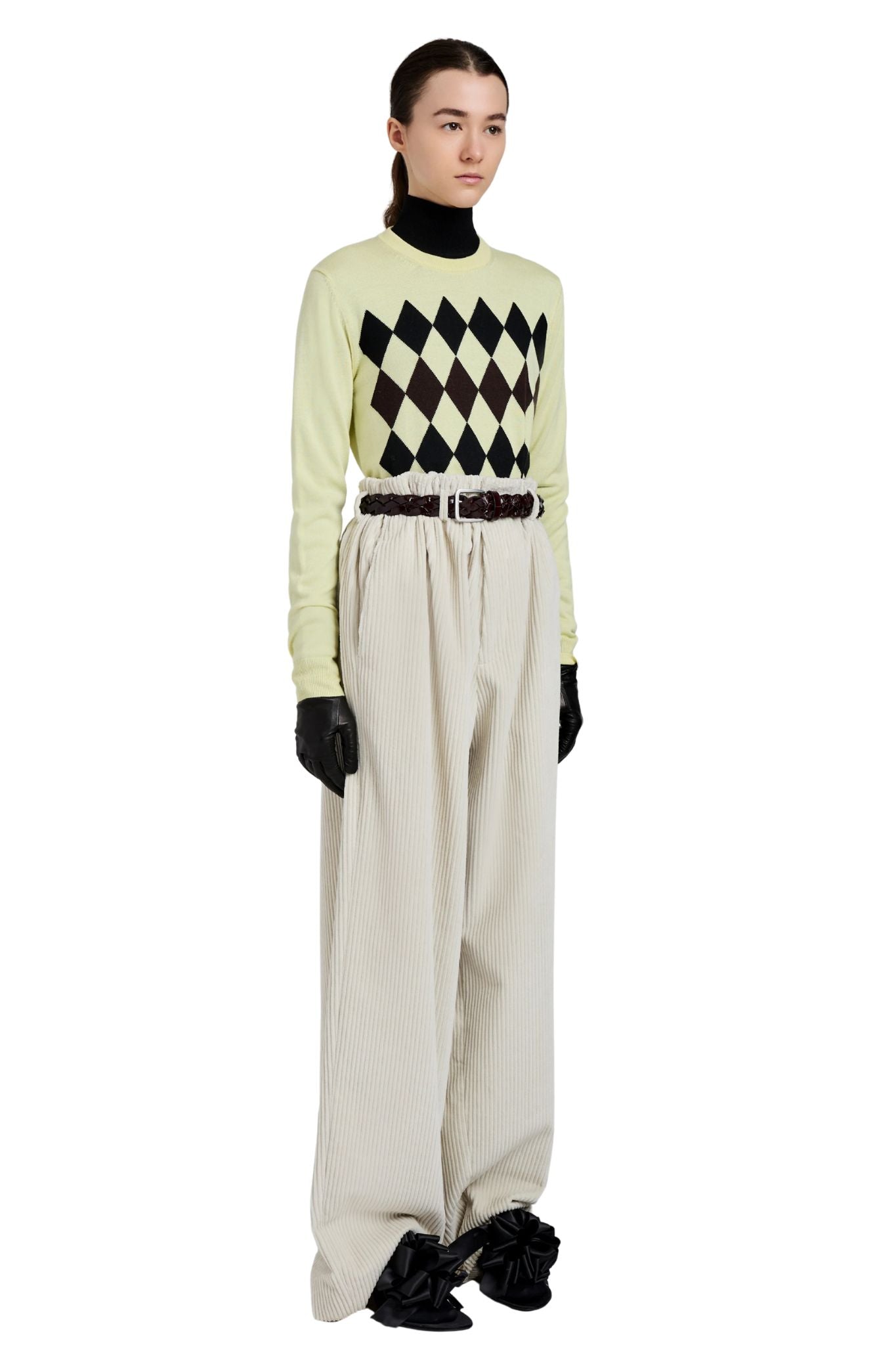 Proenza Schouler Vivian Top In Argyle Knit - Vermillion