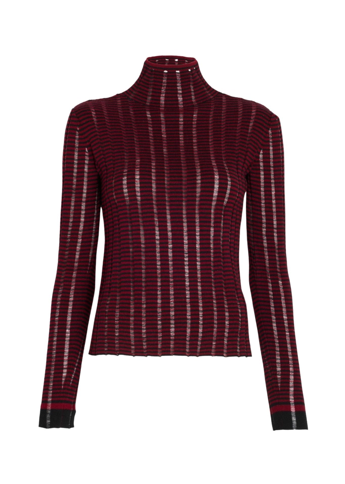 Proenza Schouler White Label Stina Turtleneck in Ladder Stripe - Vermillion