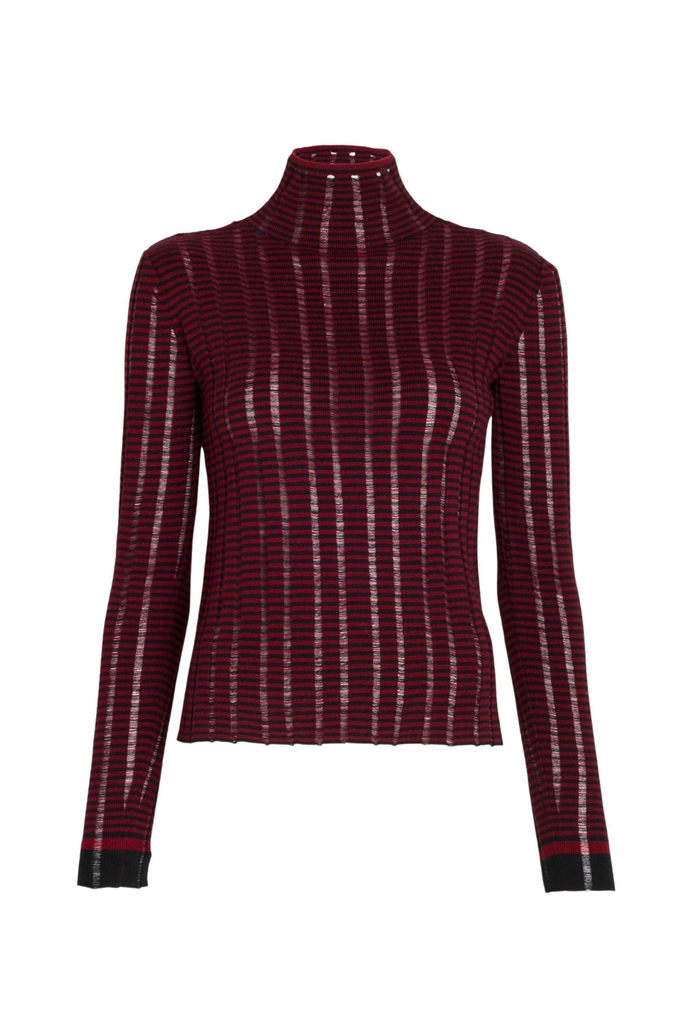 Proenza Schouler White Label Stina Turtleneck in Ladder Stripe - Vermillion