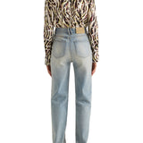 Proenza Schouler WL Ansel Top in Printed Soft Twill - Vermillion