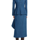 Lela Rose Denim Floral Applique Jacket