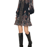 Sea Hyacinth Print Longsleeve Mini Dress