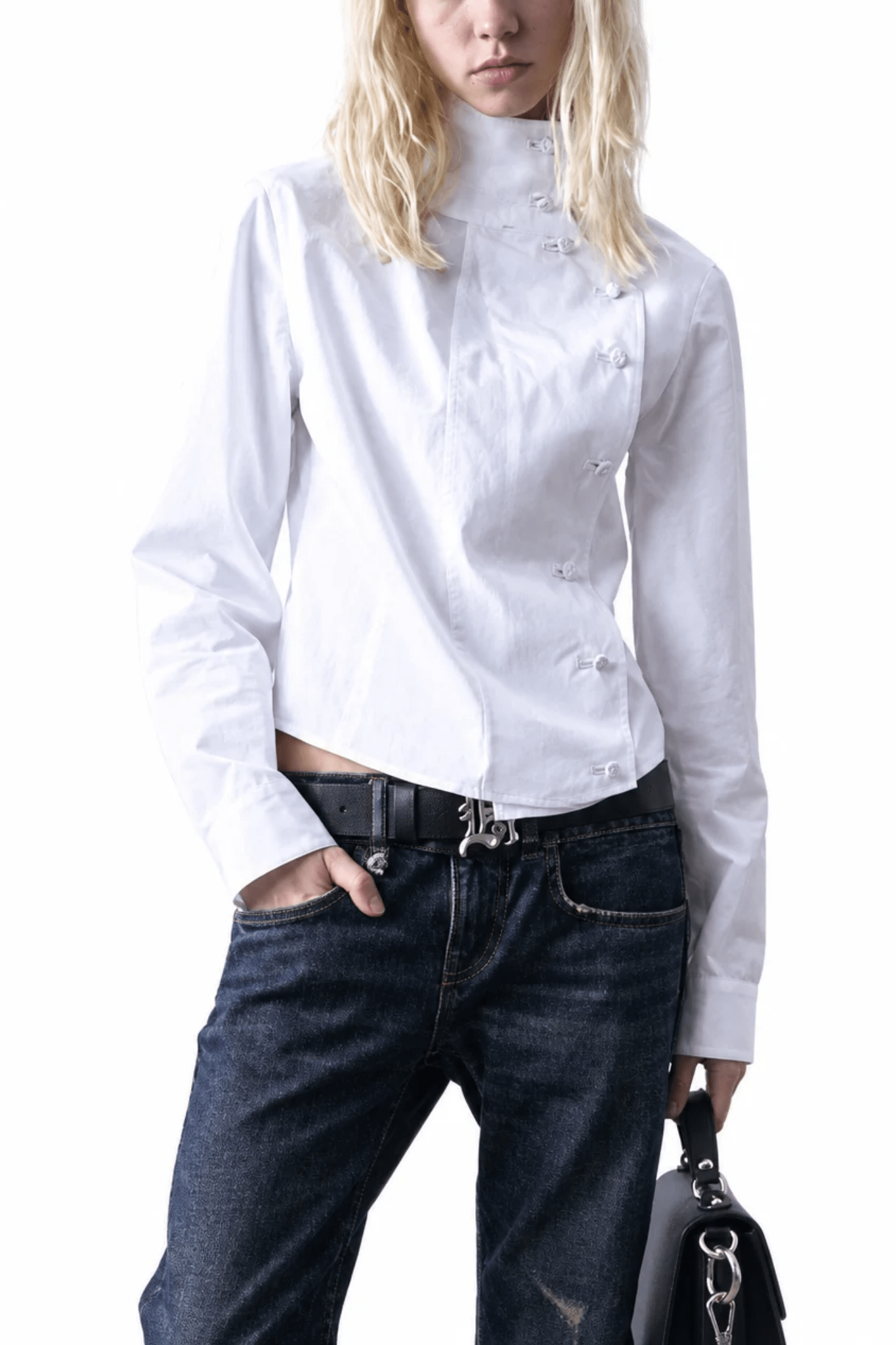 R13 Asymmetrical Front Shirt - Vermillion