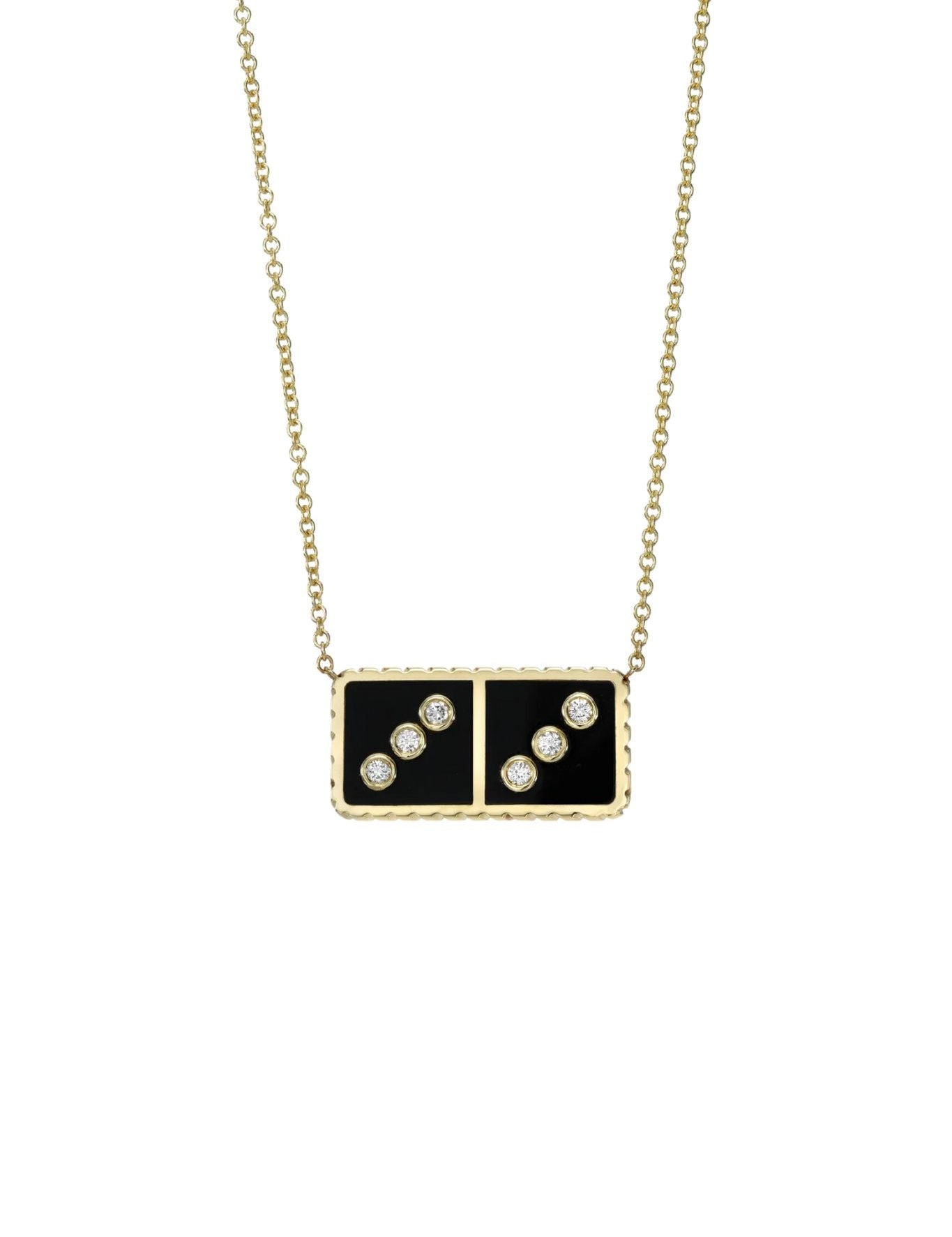 Retrouvai Petite Diamond Domino Pendant on 16" Chain - Vermillion