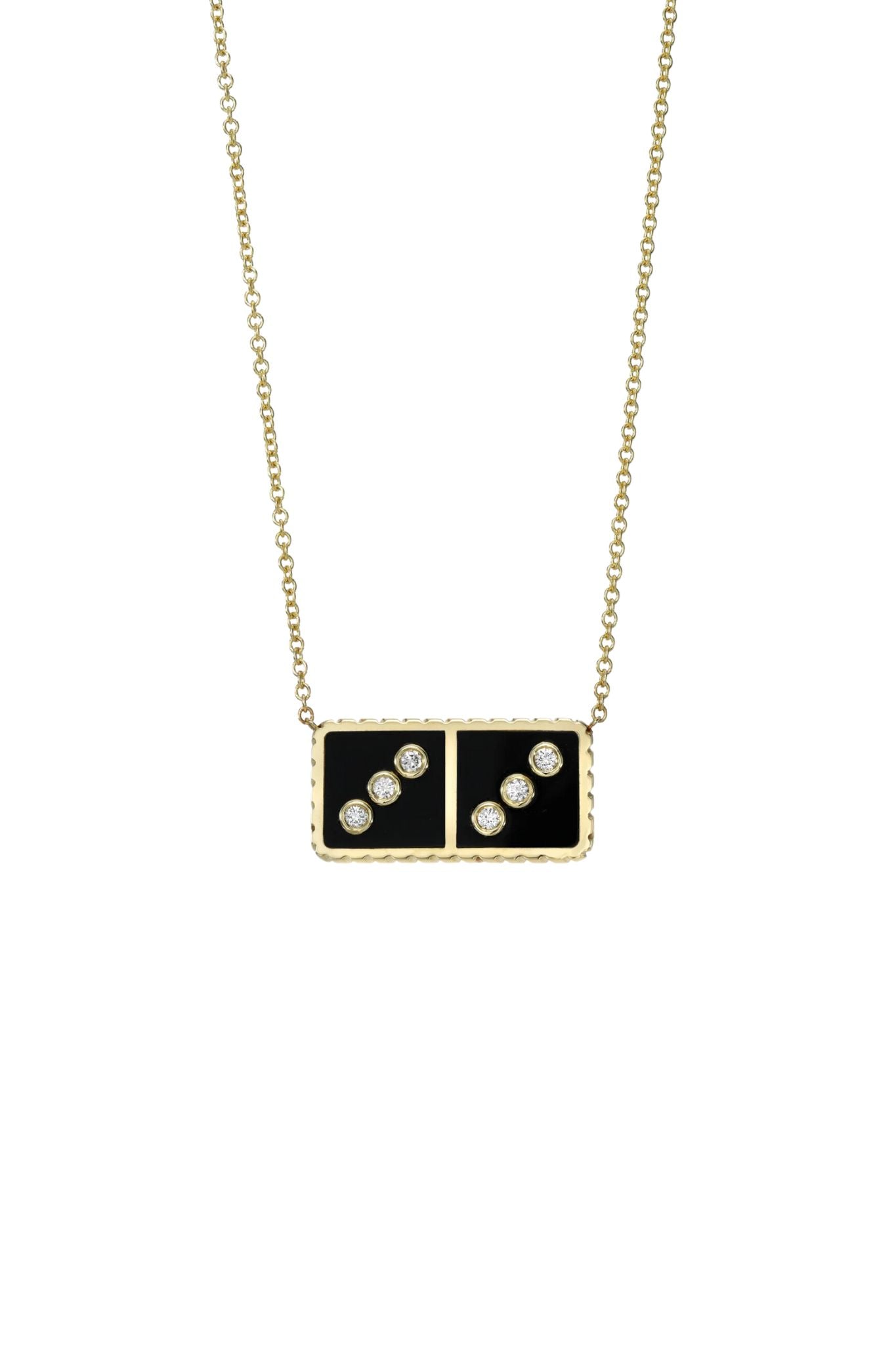 Retrouvai Petite Diamond Domino Pendant on 16" Chain - Vermillion