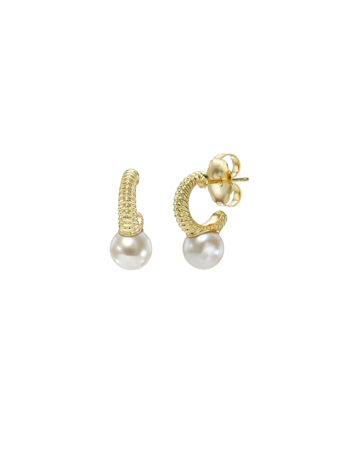 Retrouvai Petite Modern Love Pearl Hoops - Vermillion