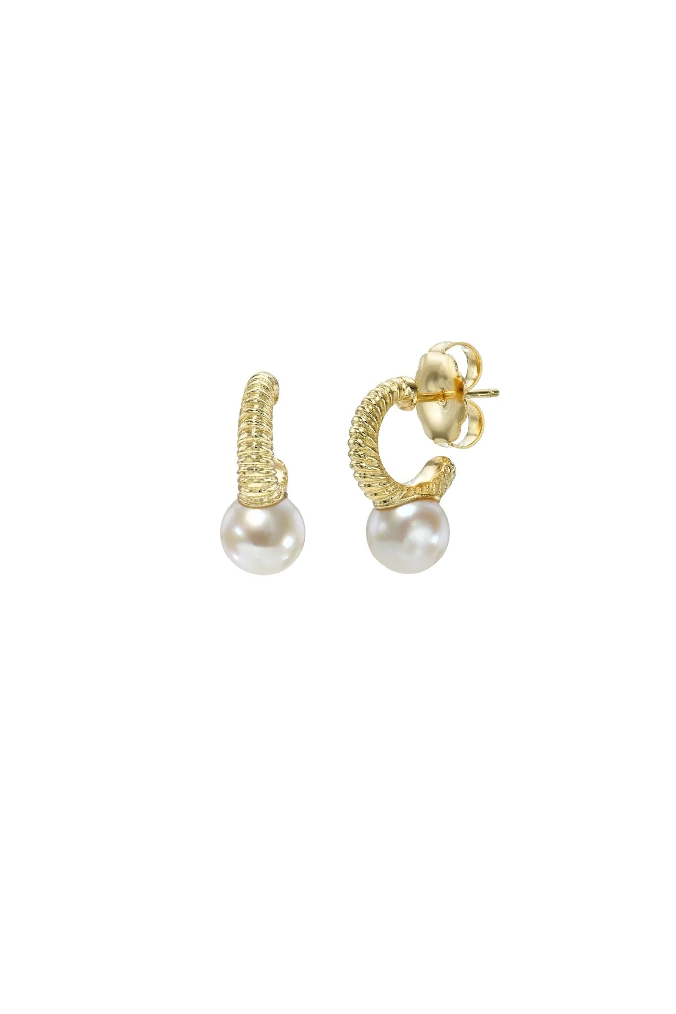 Retrouvai Petite Modern Love Pearl Hoops - Vermillion