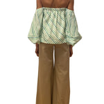 Rosie Assoulin Balloon Sleeve Top in Watercolor Stripe Linen - Vermillion