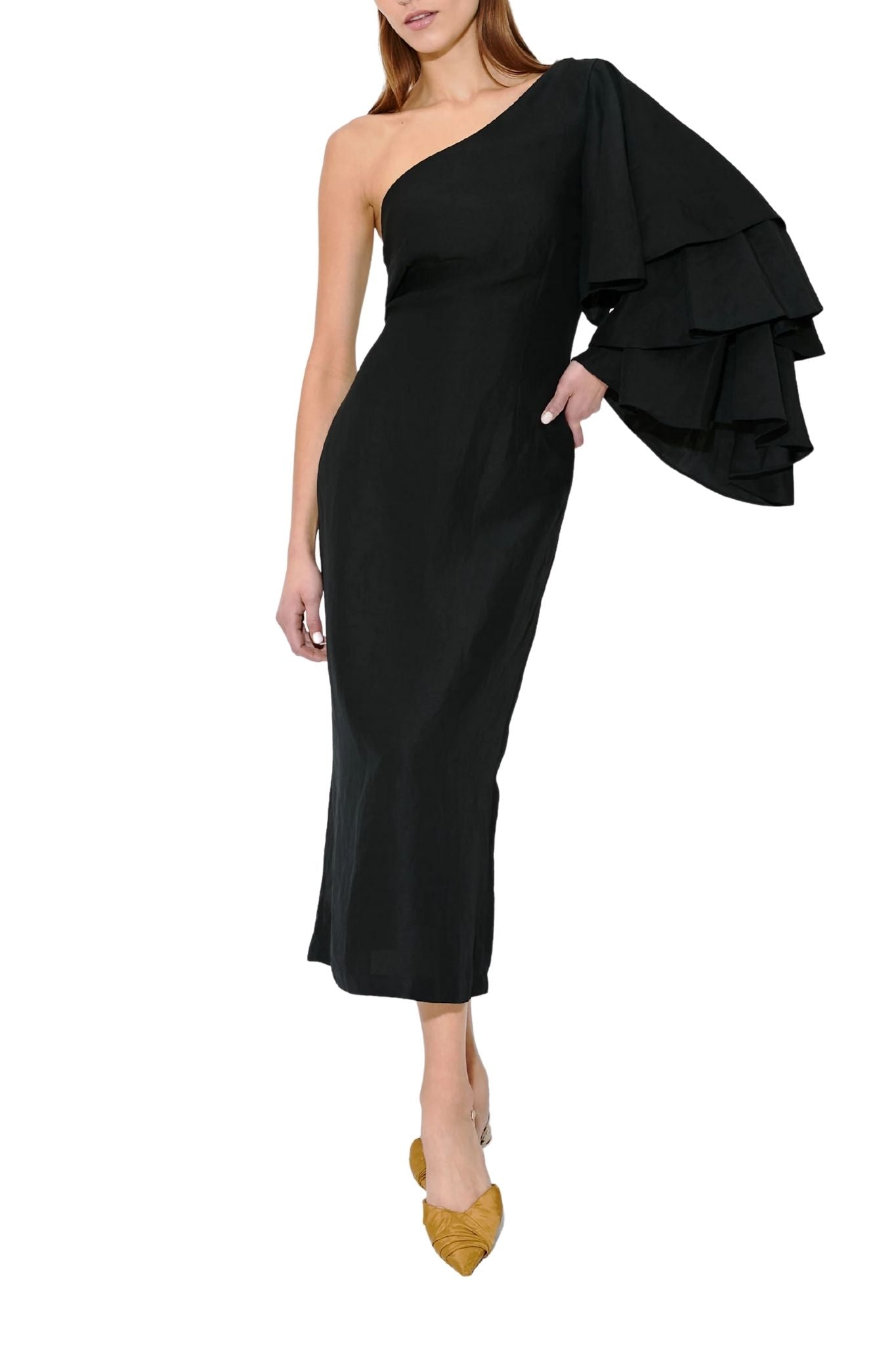 Rosie Assoulin Bidi Bidi Bom Bom Tea Length Dress - Vermillion