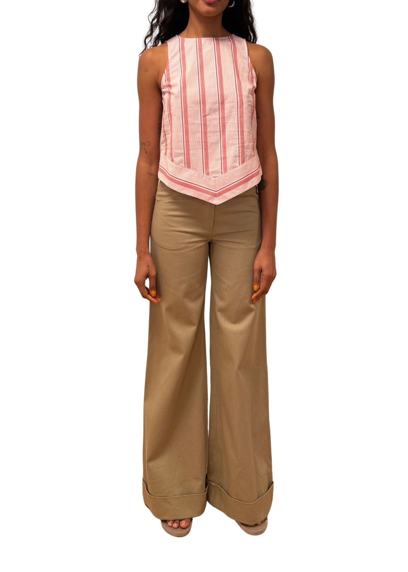 Rosie Assoulin Chevron Top in Men's Shirting - Vermillion