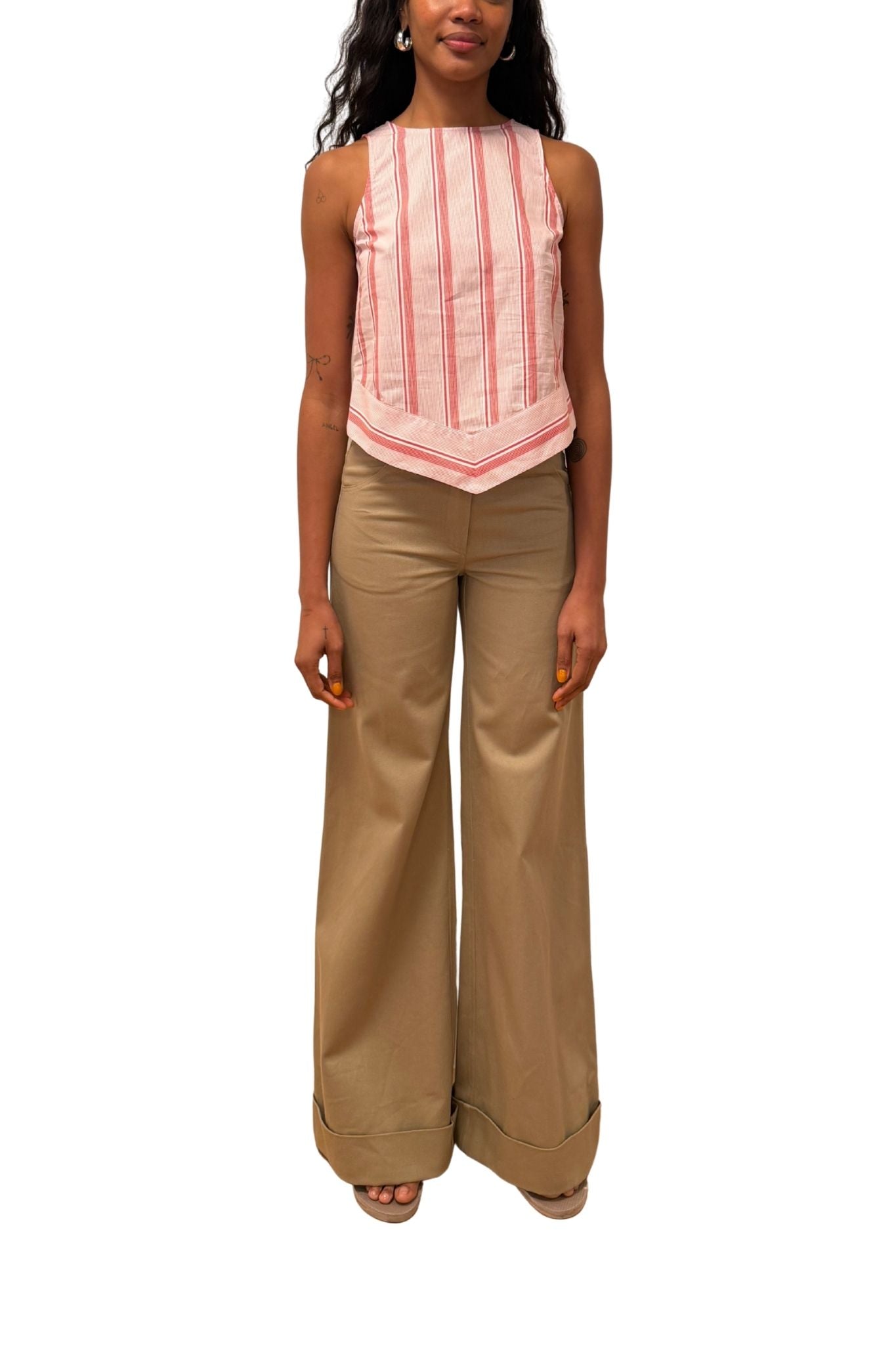 Rosie Assoulin Chevron Top in Men's Shirting - Vermillion