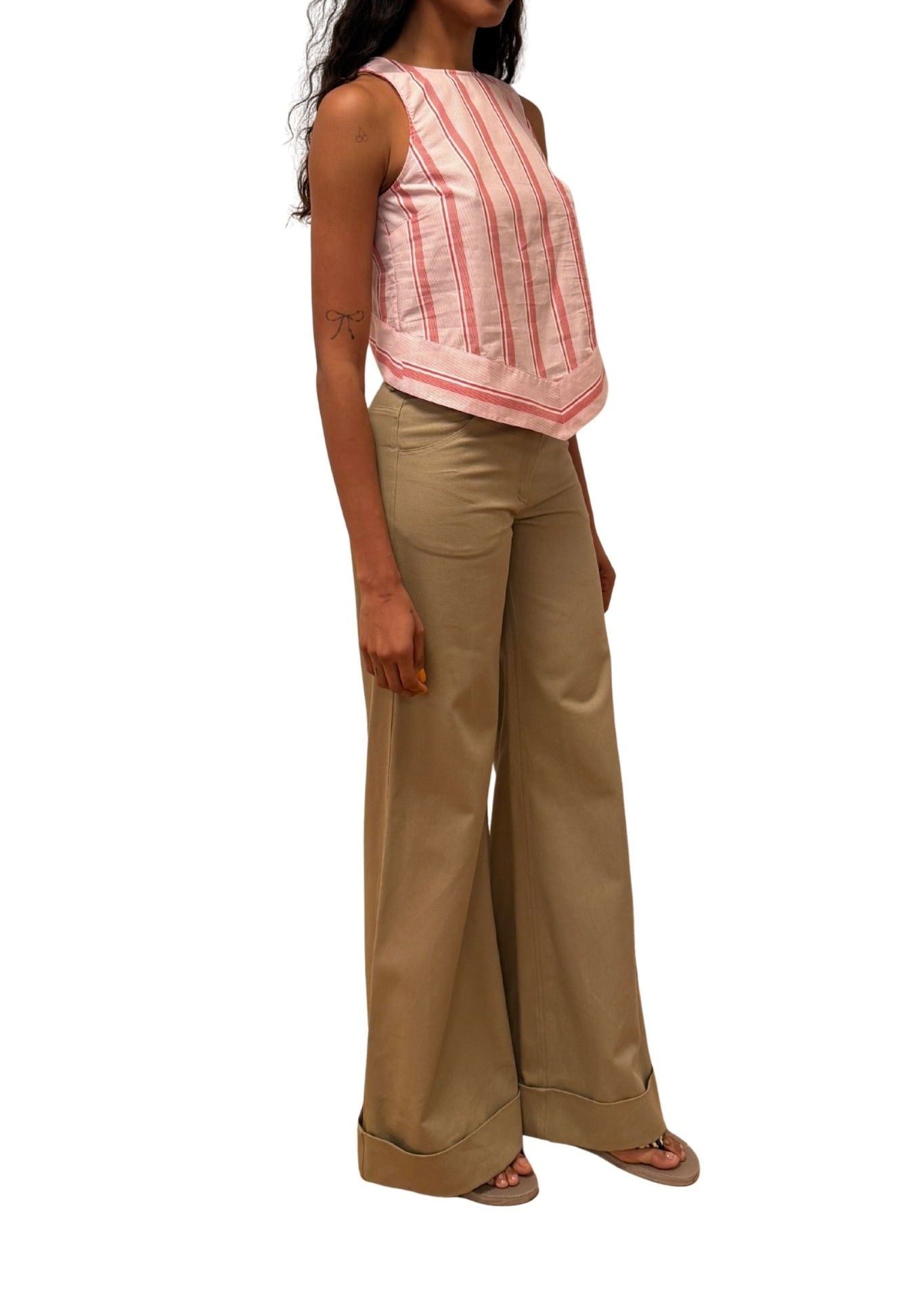 Rosie Assoulin Chevron Top in Men's Shirting - Vermillion