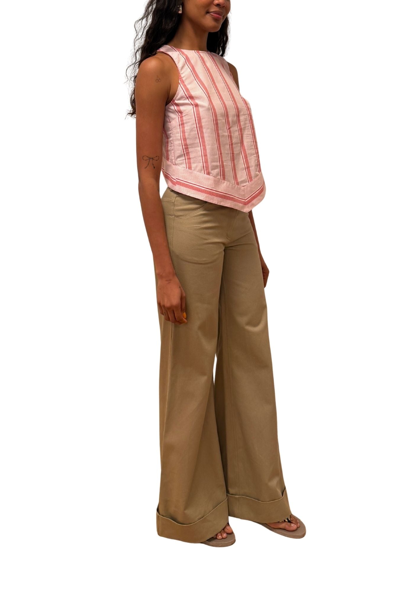 Rosie Assoulin Chevron Top in Men's Shirting - Vermillion