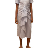 Rosie Assoulin Gathered Ruffle Shirt Dress - Vermillion