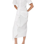 Rosie Assoulin Gathered Ruffle Shirt Dress - Vermillion