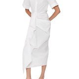 Rosie Assoulin Gathered Ruffle Shirt Dress - Vermillion