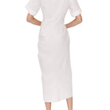 Rosie Assoulin Gathered Ruffle Shirt Dress - Vermillion