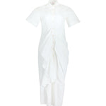 Rosie Assoulin Gathered Ruffle Shirt Dress - Vermillion