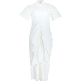 Rosie Assoulin Gathered Ruffle Shirt Dress - Vermillion