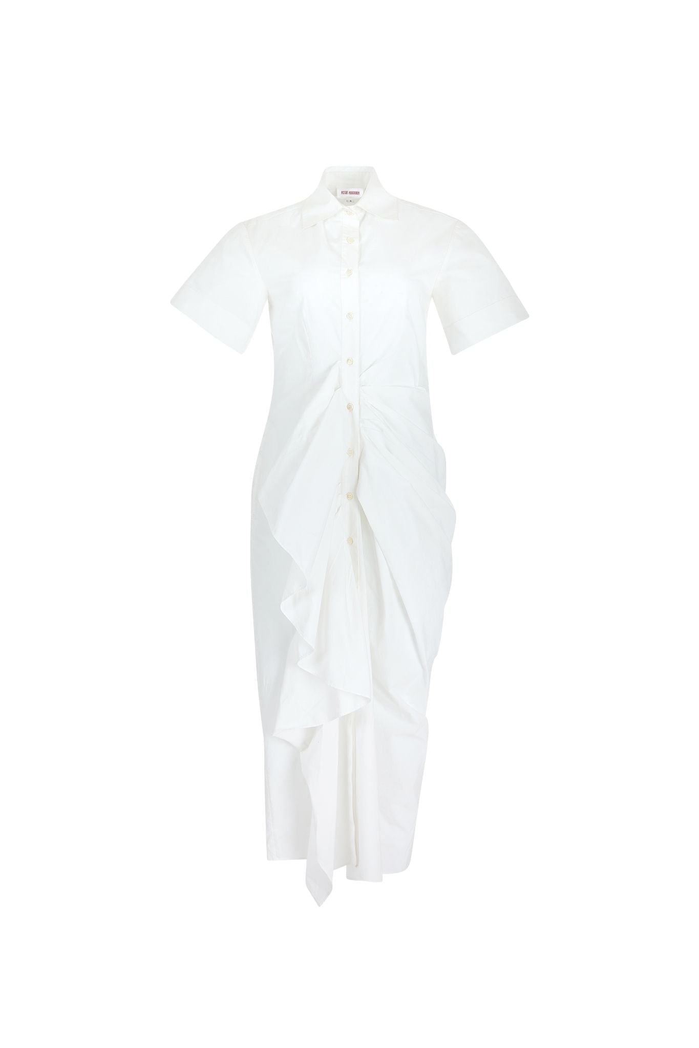 Rosie Assoulin Gathered Ruffle Shirt Dress - Vermillion