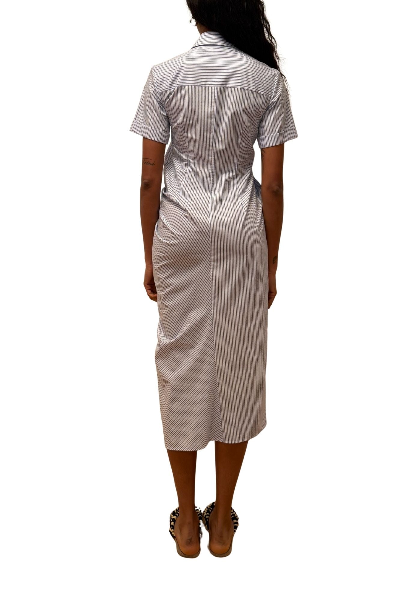 rosie assoulin gathered shirt dress Gathered Ruffle Shirt Dress in Cotton Poplin White / 6