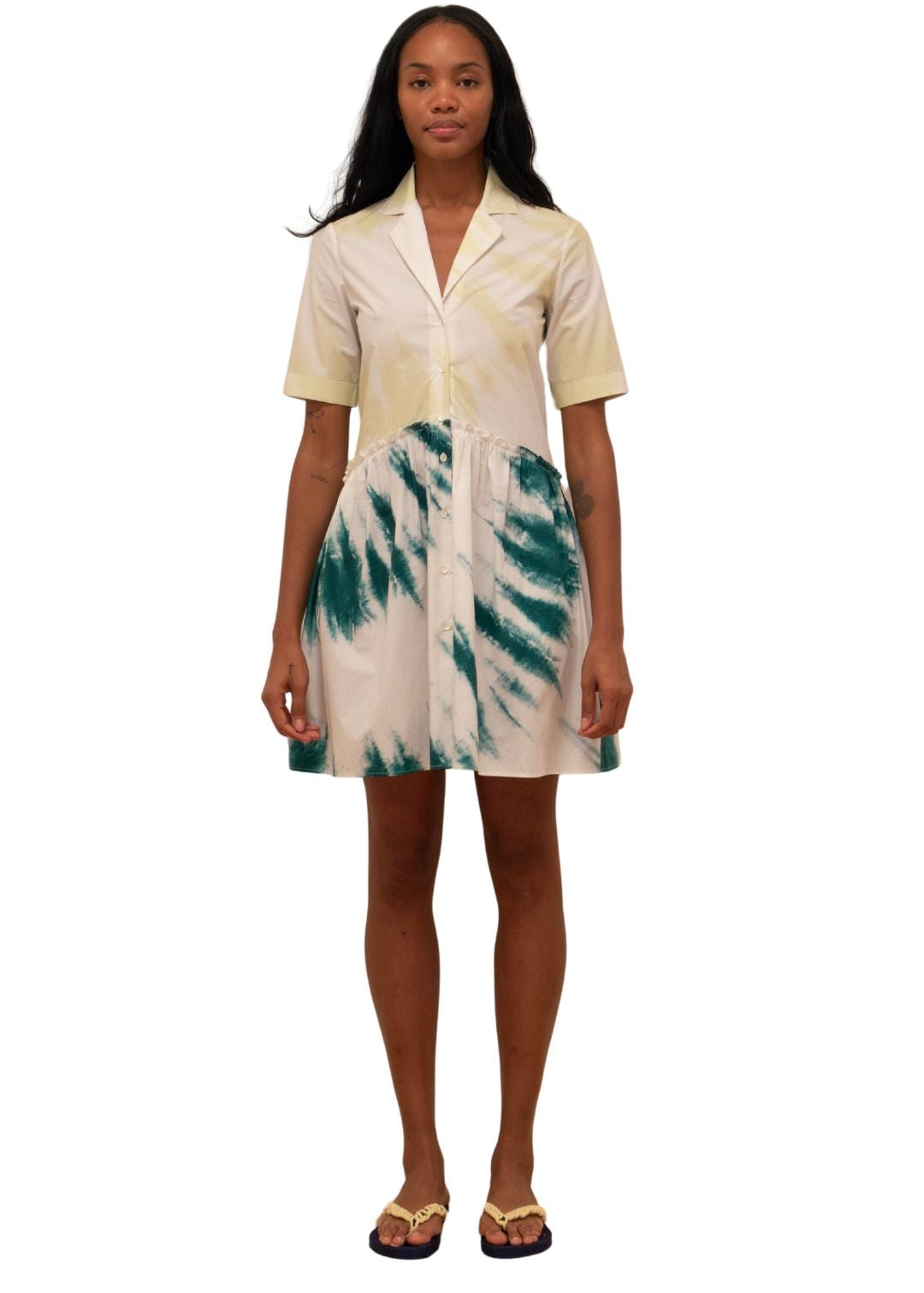 Rosie Assoulin Mini Gathered Shirtdress - Vermillion