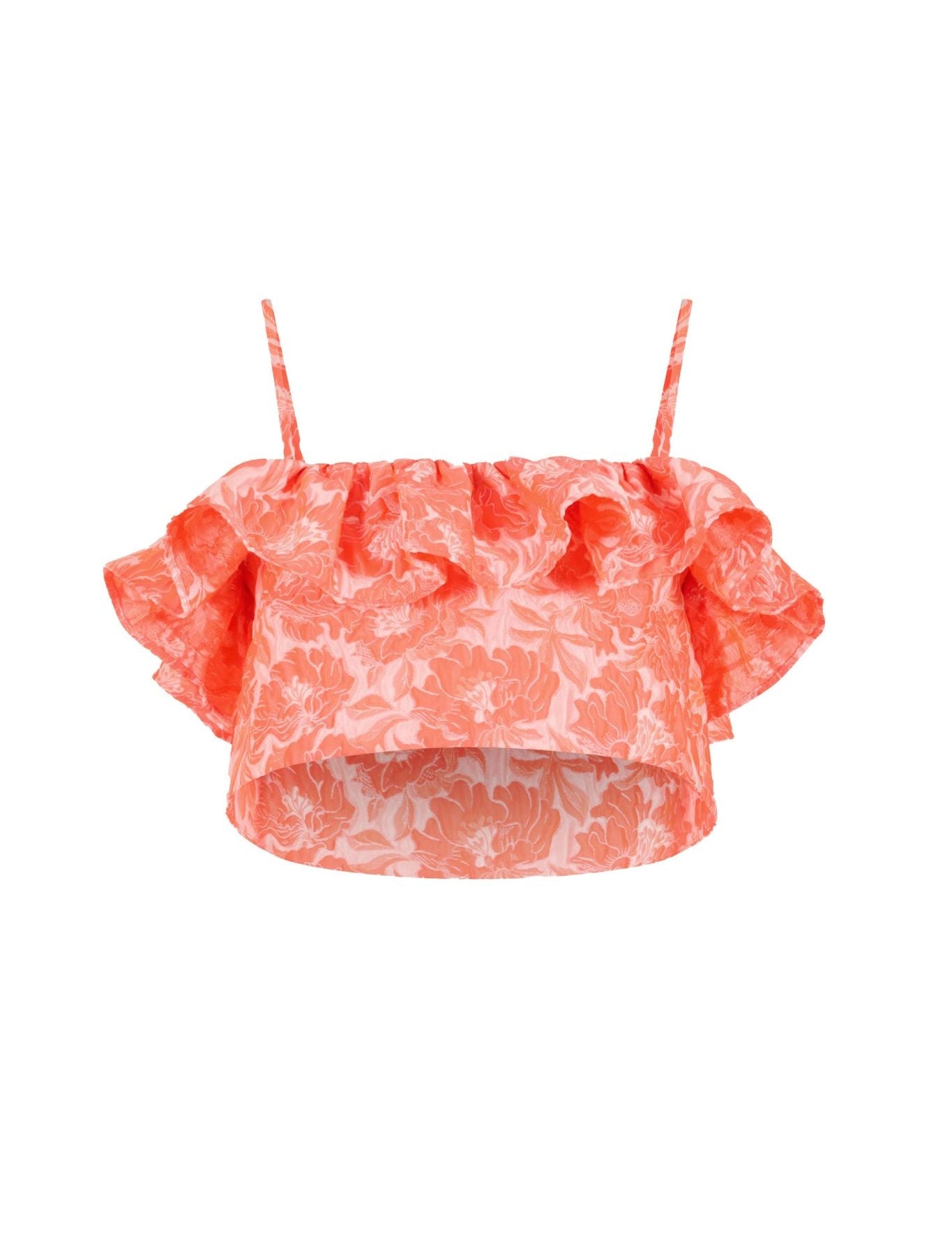 Rosie Assoulin Ruffle Bandeau Top - Vermillion