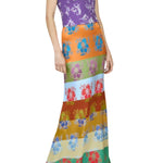 Rosie Assoulin Slippery When Wet Skirt in Hibiscus Jacquard Silk Stripe - Vermillion