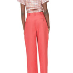 Rosie Assoulin Tailored Tie Me Up, Tie Me Button Down in Ombre Plaid Silk Taffeta - Vermillion
