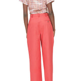 Rosie Assoulin Tailored Tie Me Up, Tie Me Button Down in Ombre Plaid Silk Taffeta - Vermillion