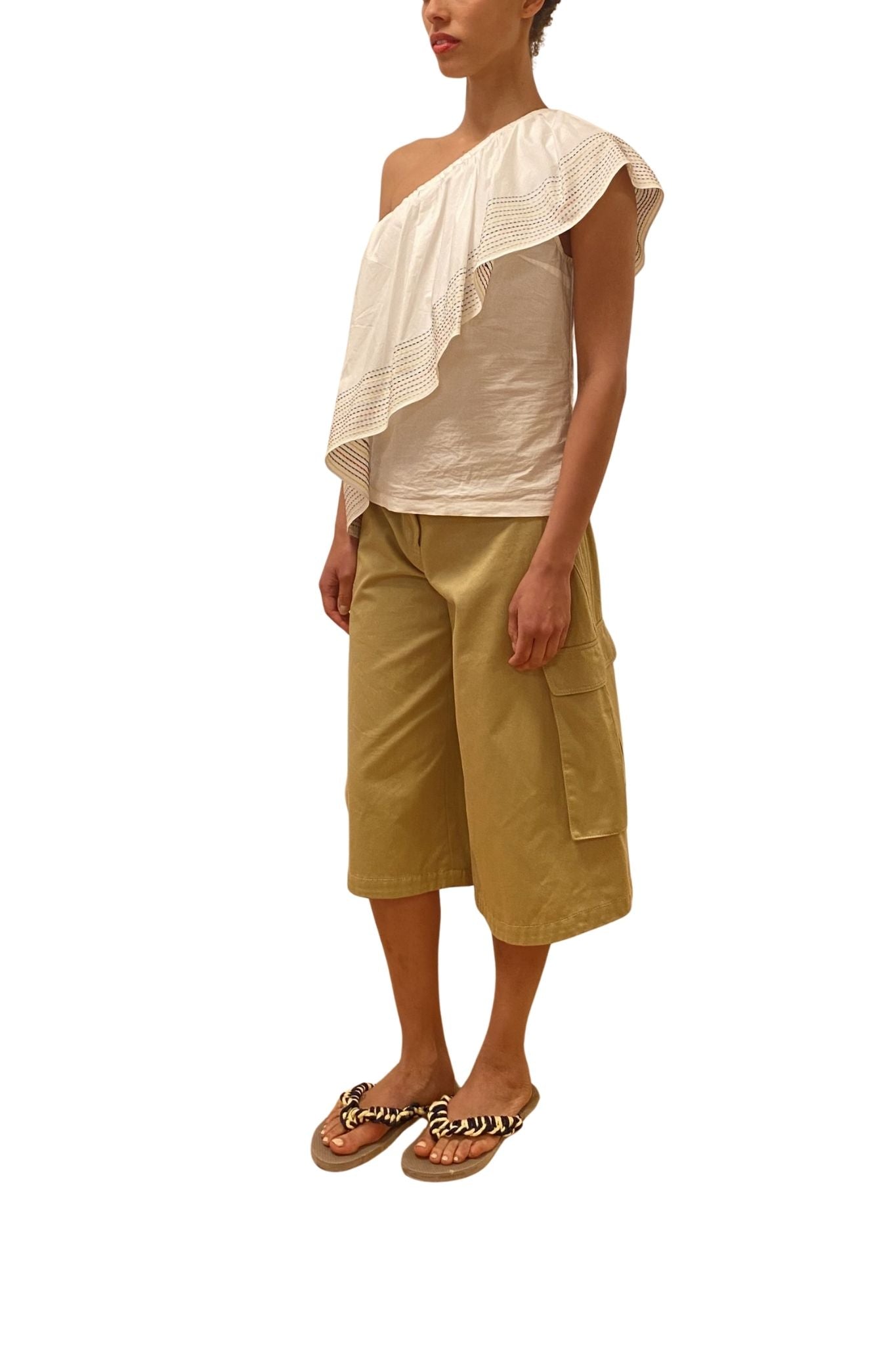 Rosie Assoulin Wedge Top in Trapunto Cotton - Vermillion