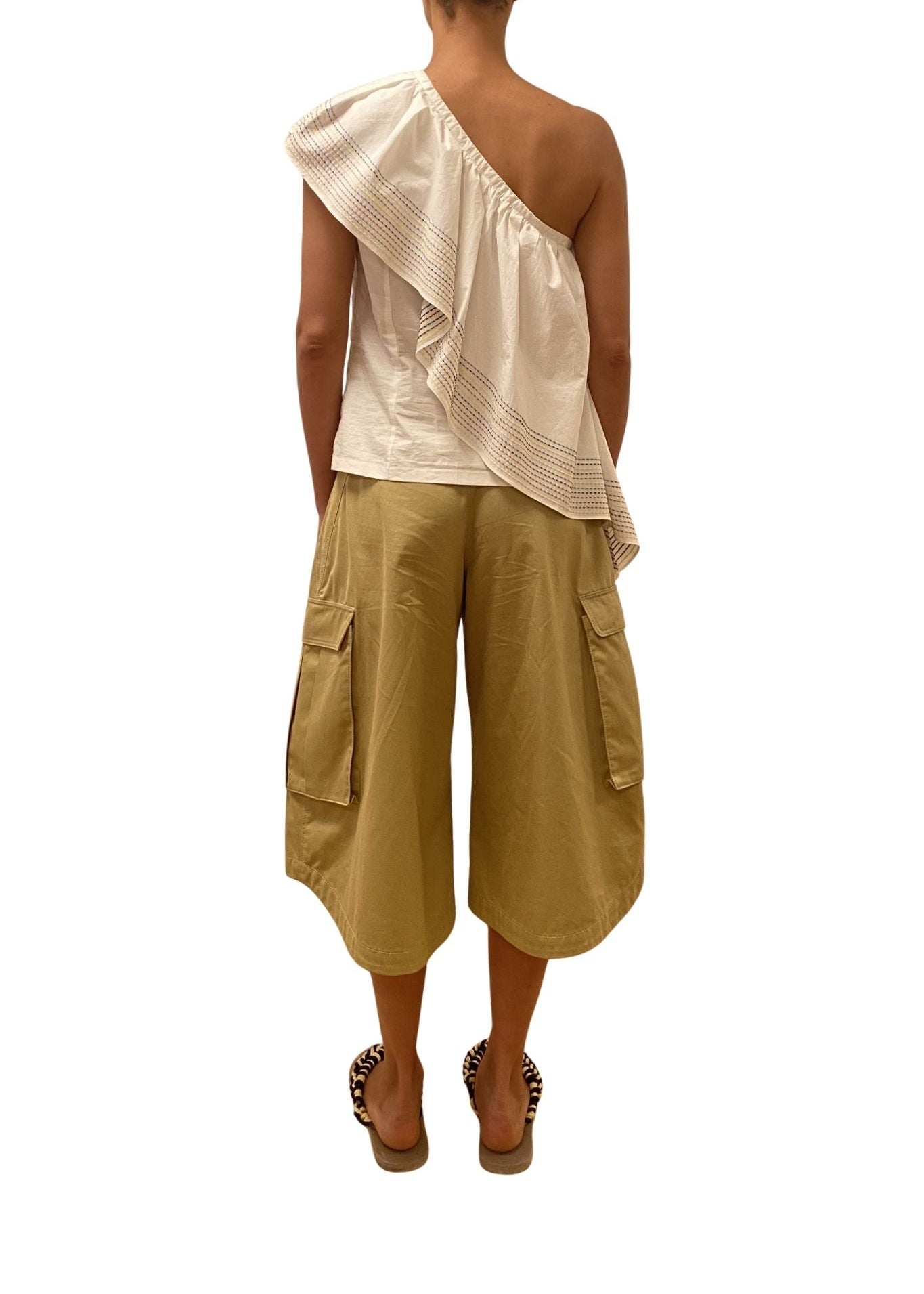 Rosie Assoulin Wedge Top in Trapunto Cotton - Vermillion