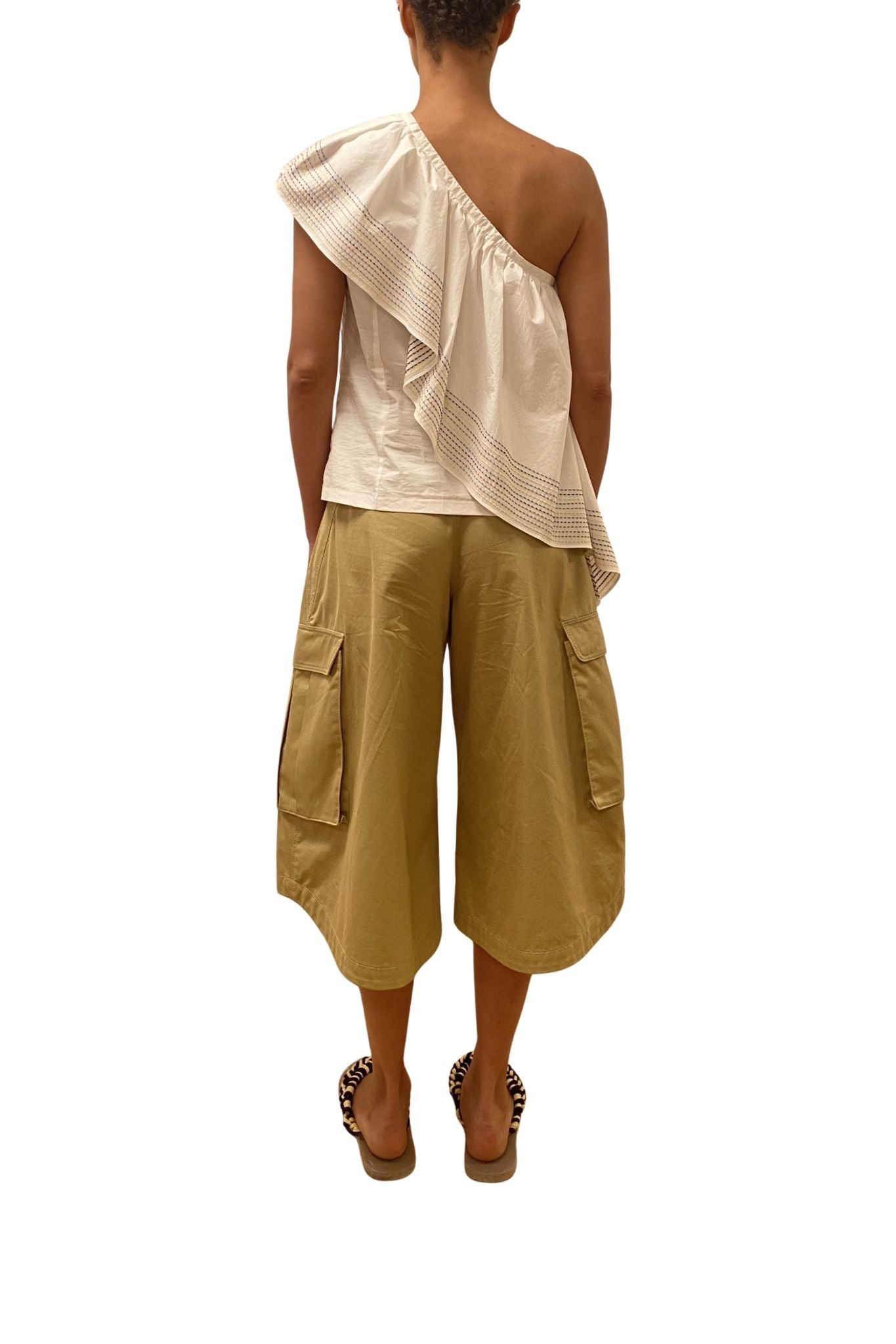 Rosie Assoulin Wedge Top in Trapunto Cotton - Vermillion